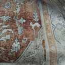 jinchan Area Rug 6x9 Floral Brick Red Rug Distressed Thin Vintage Retro Indoor Non Slip Carpet Kitchen Living Room Bedroom Dining Room