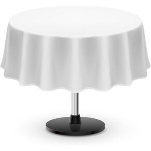 UBICON Premium Cotton Blend Round Tablecloth - Durable, Wrinkle-Resistant, Shape-Retaining - Versatile & Elegant for Any Occasion (White)