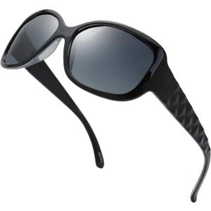 The Fresh Polarized Vintage Classic Square Trendy Sunglasses - Exquisite Packaging (Black)
