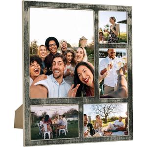 Farmhouse 8X10 Picture Frame with 5 Openings Display Multiple 8X10,Two 4X6 and 4X4 Photos Wood Collage Frame for Wall Mounting Tabletop Display, Great for Weddings (Black)