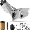 Engine Oil Cooler Filter Housing Assembly Adapter with Insert, Gasket, Cap Compatible with 2011-2021 Chevy Cruze Sonic Trax, Buick Encore 1.4L Turbo Replace 918-428 55566784 55565388 88179-91400