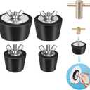 4 Pack Rubber Pool Winter Plugs with One T-Handle  1" 1.25" 1.5" 2" Pool Winterizing Plugs with Stainless Steel Screws Pool Return Jet Plug for Inground & Above Ground Pools