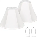 White Lamp Shades Set of 2, Bell Lamp Shades 6"Top x 13"Bottom x 10"High, Medium Shade Replacement Fabric Natural Linen Hand Crafted(Spider Fitter), Harp Holders Included, Easy Assembly Required