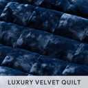 RECYCO Luxury Velvet Quilt Set Twin/Twin XL Size, Lightweight Velvet Comforter Set, Oversized Bedspread Coverlet Quilted Bedding Set, with 1 Matching Pillow Sham, for All Season, Navy Blue