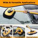 WillingHeart 15 Curved Car Wash Brush with Long Handle 43" Extension Pole RV Truck Microfiber Cleaning Mop Auto SUV Wheel Boat Exterior Interior Detailing 2 in 1 Carwash Duster Not Hurt Paint, Yellow
