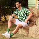 Mens Polo Shirts Short Sleeve Print Golf Shirts Gifts for Men (Green, XL)