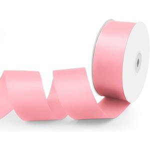 1-1/2" Width x 50 Yards Satin Fabric Ribbon, Light Pink Ribbon Perfect for DIY Bows, Swags, Gift Wrapping, Craft, Flower Bouquet Christmas and Party Decoration, Pack Of 2