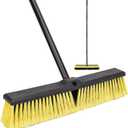 18 Inches Push Broom Outdoor- Heavy Duty Commercial Broom with 64.5" Long Handle and Stiff Bristles for Patio Garage Deck Concrete Wood Stone Tile Driveway Yard Warehouse Shop Floor Cleaning