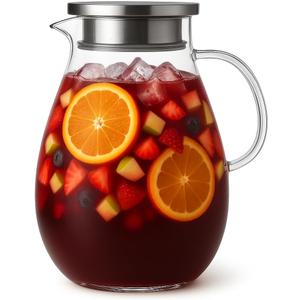 3L Extra Large Glass Pitcher Water Jug  Borosilicate Glass Beverage Dispenser for Sangria, Fruit Punch, and Iced Tea, Ideal for Parties and Holiday Gatherings (100 Ounces)