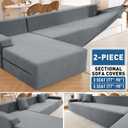 ZNSAYOTX Sectional Couch Covers, Stretch Jacquard Slipcovers with Elastic Bottom for L-Shape Sectional Sofa, 2 Pcs Pet Friendly Modular Sofa Protector (3 Seat Couch + 3 Seat Chaise, Light Grey)