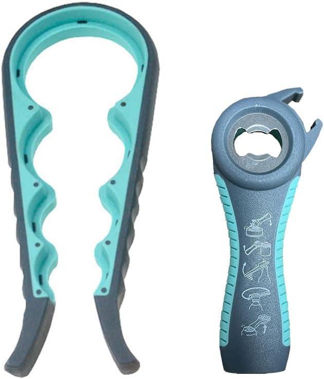 Jar Opener for Seniors with Arthritis,Jar Opener for Weak Hands,5-in-1 Bottle Opener,4-in-1 Can Opener (Blue)