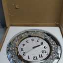 DMDFIRST Crystal Crushed Diamond Mirrored Round Wall Clock 16x16x2 inches for Wall Decoration Silver Glass Mirror Clock Sparkle Twinkle Bling Home Decor. AA Battery is not Included.