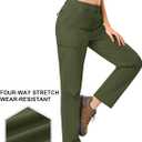 TACVASEN Women's Hiking Cargo Pants Lightweight Water Resistant Quick Dry Outdoor Work Mountain Trouser Zipper Pockets (Green, S)