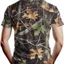 Men's Camo T Shirt Hunting Shirts Short Sleeve Fishing Camouflage Shirt (S)