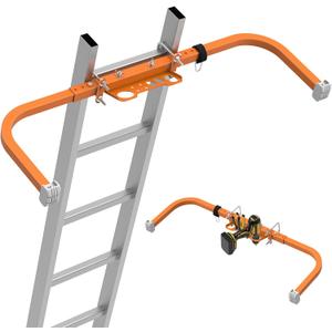 Aluminum Ladder Stabilizer for Roof Gutter Cleaning with Tool Tray, Heavy Duty Extended Ladder Accessories, Ladder Stand-Off Wing Span with Non-Slip Rubber Bottom Pad