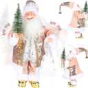 18 inch Battery Operated Animated Santa Claus in Latte Gold, Musical Christmas Figurine with 6 Classic Songs and Moving Head and Hands  Elegant Holiday Home Decor for Mantel or Table Display