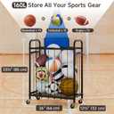 StorageWorks Ball Storage with Wheels, Ball Cart for Garage, Garage Sports Equipment Organizer, Balls Organizer for Basketball, Football, Volleyball