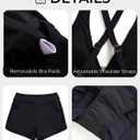 Women Tankini Swimsuits with Shorts - Two Piece Tummy Control Bathing Suits Top with Two Pockets Bottom Swimwear (Black, XL)