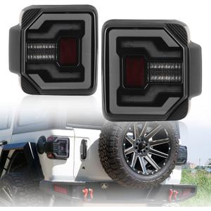 LED Tail Lights Fit for Jeep Wrangler JL 2018 2019 2020 2021 2022 2024, Sequential Turn Signal Design, 2018-2024 Jeep Wrangler JL LED Taillight Assembly - 1 Pair (Smoked Lens)