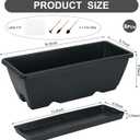HOXHA Window Box Planter, 6 Pack 17inch Plastic Vegetable Flower Planter Boxes with Tray, Indoor Outdoor Flower Pots for Windowsill, Patio, Porch, Garden Balcony, Dark Gray