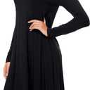 Women's Casual Plain Fit Flowy Simple Swing T-Shirt Loose Tunic Dress (Black)