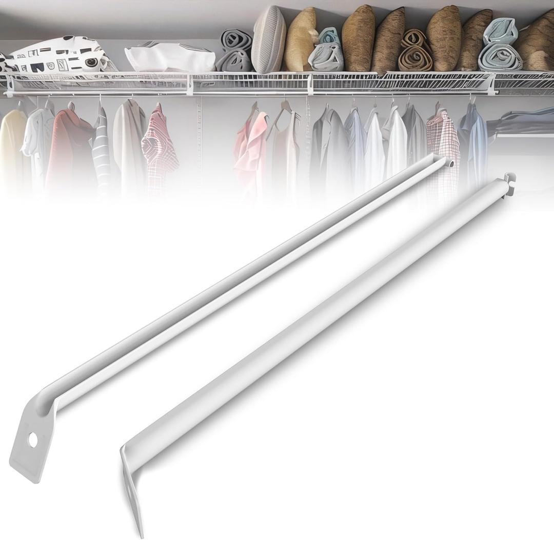 12pack Wire Shelving Support Bracket,Wire Shelf Support Bracket,Length of 18.7" Wire Shelf Support Brackets,Wire Shelving Support Brackets for Provide Support for 16" Closet Shelves