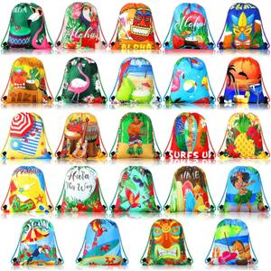 Marsui 24 Pcs Hawaiian Party Favor Drawstring Bags Gift Goodie Candy Favors Bags for Birthday Party Supplies
