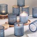 DARJEN 10 Pack Blue Candle Jars for Making Candles- 7.5 OZ Empty Glass Candle Making Jars with Bamboo Lids and Labels, Candle Making Supplies Candle Containers for DIY Gifts