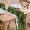 Real Touch Cedar Garland, Christmas Artificial Realistic Faux Cypress Pine Garlands, Christmas Greenery Garland Decorations for Mantle, Table, Stairs, Doorframe, Fireplace, Winter Garlands(9FT)