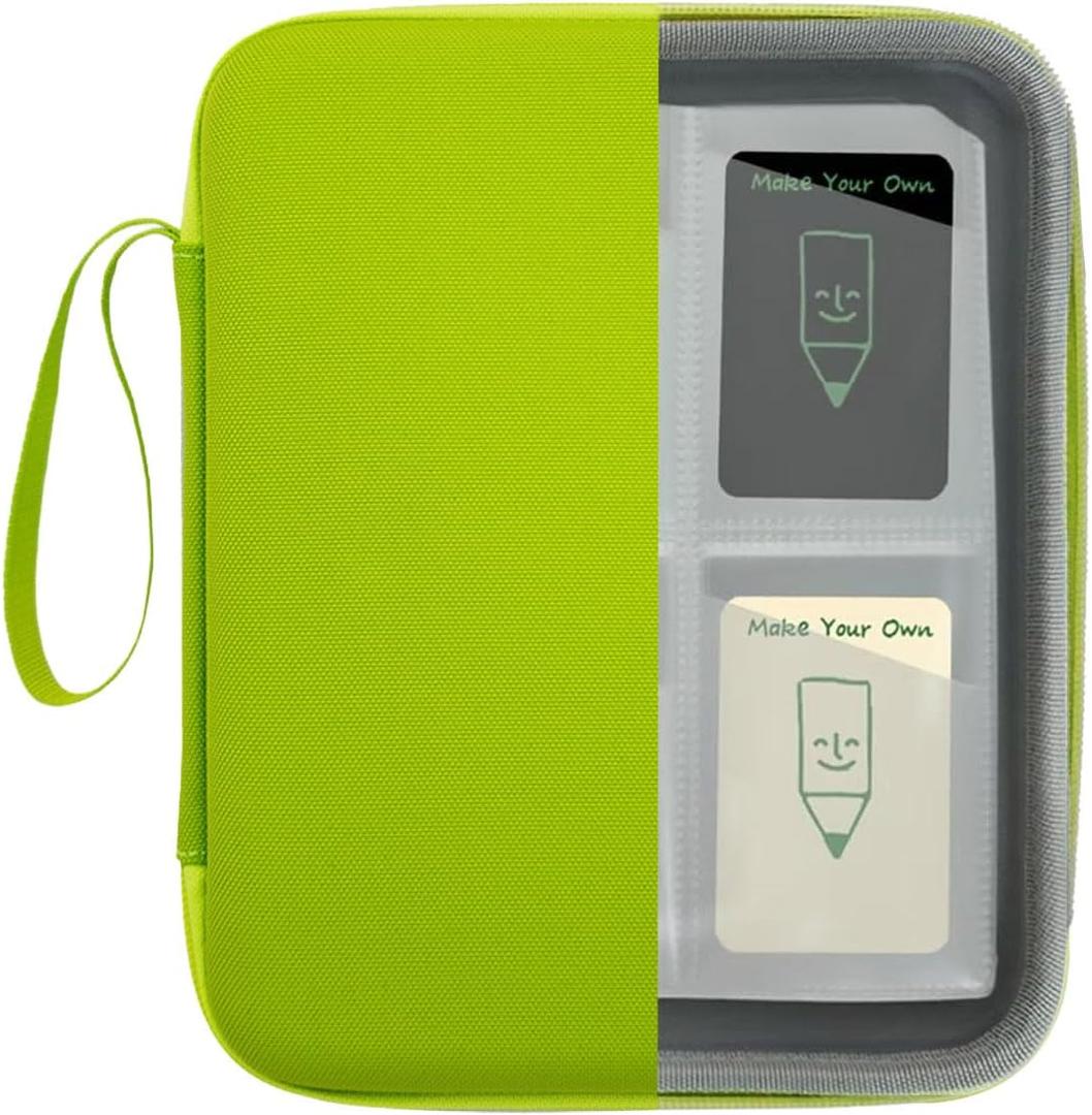 Card Case Holder for Yoto Cards Album Pouch Storage Organizer 120 Pockets, Large Capacity Portable Folder with 2 Zipper and Carry Strap, Yoto Card Binder with Sleeves for Travel (Green)