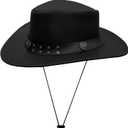 Brown Leather Cowboy Western Hat for Men and Woman Felt Studded Steampunk Hat Deadman Top Hat for Halloween (XX-Large, Black)