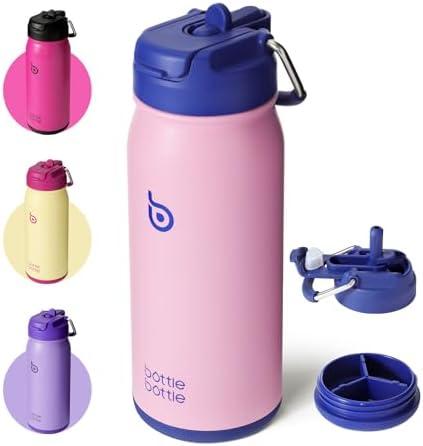 BOTTLE BOTTLE 16 oz sports water bottle stainless steel insulated kids water bottle with straw and pills holder for gifts and school(bubble candy BOTTLE BOTTLE 16 oz sports water bottle stainless steel insulated kids water bottle with straw and pills holder for gifts and school(bubble candy