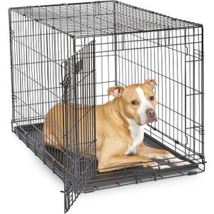 MidWest Homes for Pets 36-Inch iCrate for Medium-Large Breeds, 41-70 lbs, Single Door Folding Dog Crate with Divider Panel, Leak-Proof Tray & Secure Latches, Portable, Durable & Easy to Assemble