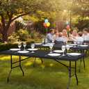 6ft Fitted Tablecloth Rectangle - 6 Pack Outdoor Picnic Table Covers with Elastic, Washable Folding Table Protector for Party Banquet Graduation, 30x72 Inch, Black