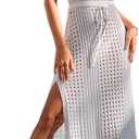 BMJL Womens Swimwear Cover Ups Crochet Hollow Out Long Bathing Suit Coverup Bikini Sleeveless Side Split Beach Dress,medium