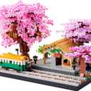 Japanese Cherry Blossom Tree Flower House Micro Building Blocks Set for Adults Bus Station Mini Bricks Model, Treehouse, Decorative Architectural Present Toy for Girl Children Age of 14+