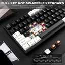 YUNZII AL80 Wireless Mechanical Keyboard,Full Aluminum CNC, Smart LCD Display,Hot Swappable Gasket Mount 75% Layout with Knob,BT/2.4G/USB-C,QMK/VIA Support for Win/Mac (Black, Cocoa Cream V2 Switch)