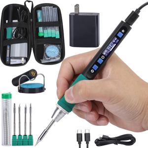 WEP 928D-IV Soldering Iron Kit with Fast Heating with C235 Tip, Dynamic Screen, Compact USB Soldering Iron with Tool Bag, Multi-Functional Cover, Type-C Charging, Sleep Mode, PD/QC Protocols