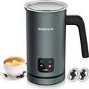 BIZEWO Milk Frother Electric, Warm and Cold Milk Steamer, 4 IN 1 Automatic Milk Warmer Stainless Steel with Touch Screen for Coffee, Latte, Macchiato, Cappuccino, Hot Chocolate (Gray)