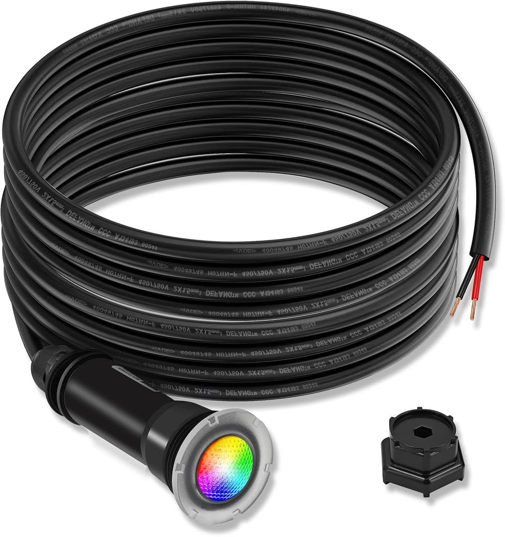 1.5 Inch Pool Light for Inground Pool, 50 ft Cord AC12V 18W 7 RGB Color LED Lights, Replacement Swimming Pool Lights for Pentair GloBrite for Pentair IntelliTouc, IP68 Waterproof