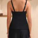 Yonique Womens Underwire Tankini Swimsuits with Skirt Two Piece Bathing Suits Tummy Control Swimwear (Black, L)