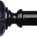 Black Crystal Curtain Rods for Windows 72 to 144 Inch, Decorative Vintage 1'' Diameter Long Curtain Rod with Black Foil Finial, Adjustable Heavy Duty Easy Install Drapery Pole Set for Farmhouse