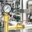 0-15PSI Air Test Pressure gauges, 2" Double Graduated Dial, 3/4" FNPT Forged Brass Bell Shape Body Assembly, 1/8" NPT Air Bleeding Valve, for Pressure Testing on Home Gas Line