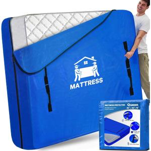 Mattress Bags for Moving, BETU Mattress Protector Waterproof Mattress Cover Queen Size Storage Bags with 8 Heavy-Duty Handles and Zipper for Bed Extra Thick Large Reusable (82"x62"x15" Blue)