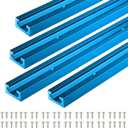 T Tracks for Woodworking,4Pcs Aluminum 48 inch Double Cut Profile Universal with Predrilled Mounting Holes and 48 Pcs Screws Light Blue