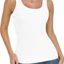 AUHEGN Tank Top for Women Summer Sleeveless Scoop Neck Ribbed Workout Tank Tops Slim Fitted Basic Cami Tee Shirts, Large