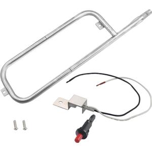 Grill Burner Tube Replacement and Grill Ignitor for Weber Traveler Portable Gas Grill Models, P Shape Burner Part Kit Replacement Part for Weber 9010001 9020001 9030001 9013001 19001