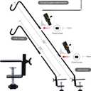 Juegoal 2 Pack Heavy Duty Deck Hook with 2 Inch Non Slip Clamp, 25 or 36 Inch Extended Reach Deck Hook, Adjustable Rail Pole Plant Bracket for Hanging Bird Feeder, Suet Baskets, Lanterns, Wind Chimes