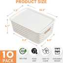 10 Pack Small Plastic Storage Bins with Lids, Stackable Plastic Storage Baskets for Organizing with Handles, Organizer Bins with Labels for Room, Craft, Containers for Pantry Organizers and Storage
