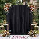 Black Backdrop Curtains 2 Panels 5ft x 8ft Polyester Photo Backdrop Drapes for Wedding Party Stage Birthday Decorations